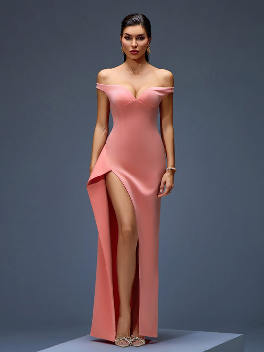 Elegant and Comfortable Asymmetric Off-Shoulder Maxi Dress