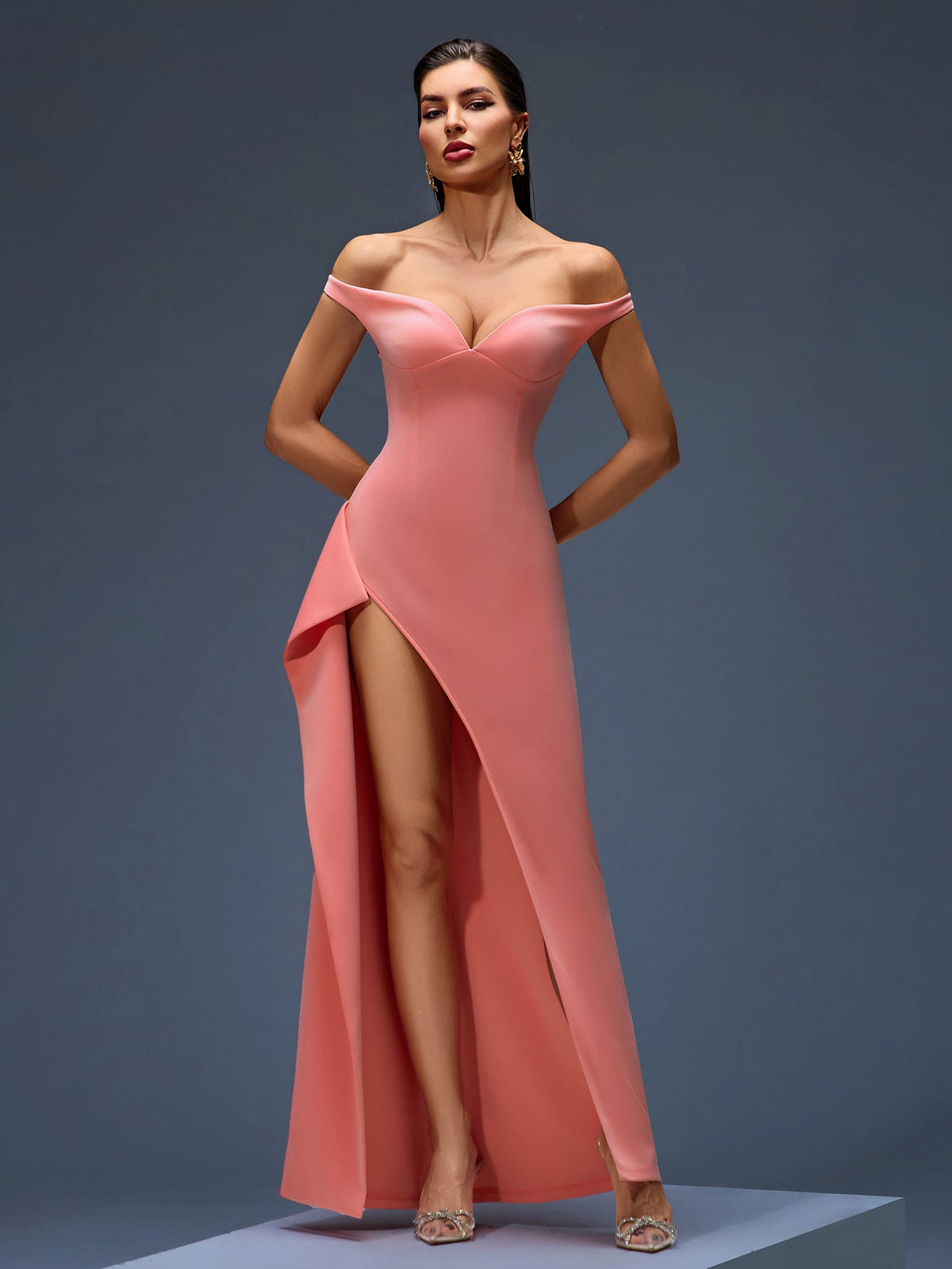Selene Montclair — Elegant and Comfortable Asymmetric Off-Shoulder Maxi Dress, alternate view 5