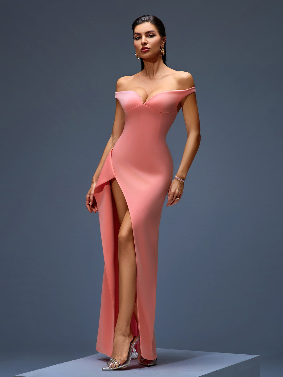 Selene Montclair — Elegant and Comfortable Asymmetric Off-Shoulder Maxi Dress, alternate view 6