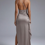 Selene Beaumont — Elegant One-Shoulder Satin Backless Maxi Dress, alternate view 9