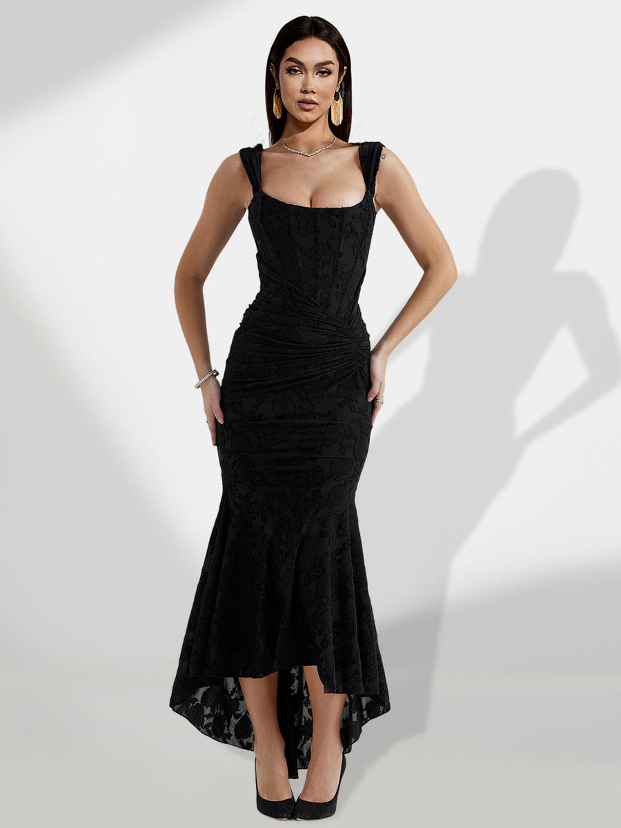 Asymmetric Mermaid-Style Dress with Bright Colors