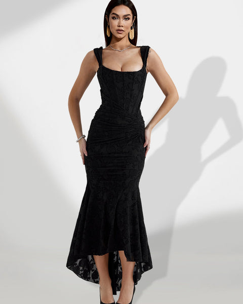 Asymmetric Mermaid-Style Dress with Bright Colors