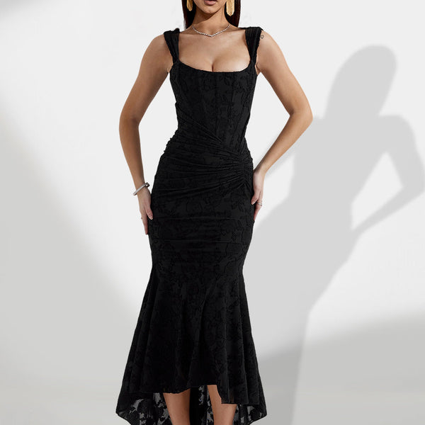 Asymmetric Mermaid-Style Dress with Bright Colors