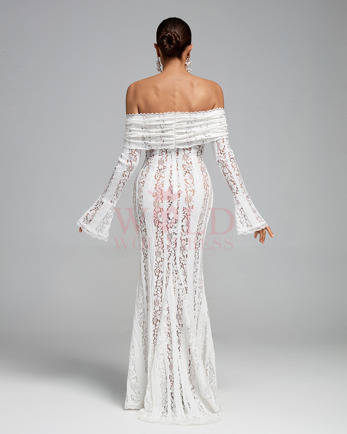 Monroe Lefèvre — Off Shoulder Vintage Lace Maxi Dress, alternate view 5