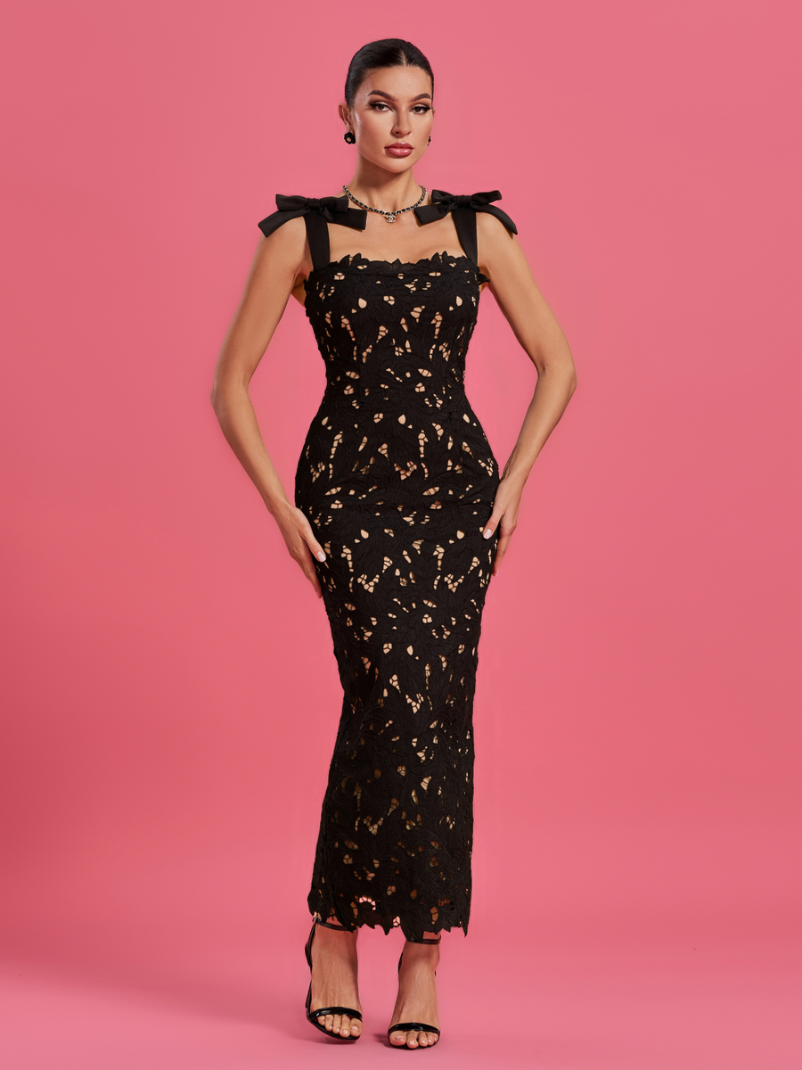 Sexy Lace Dress with Cutout and Elegant Straps