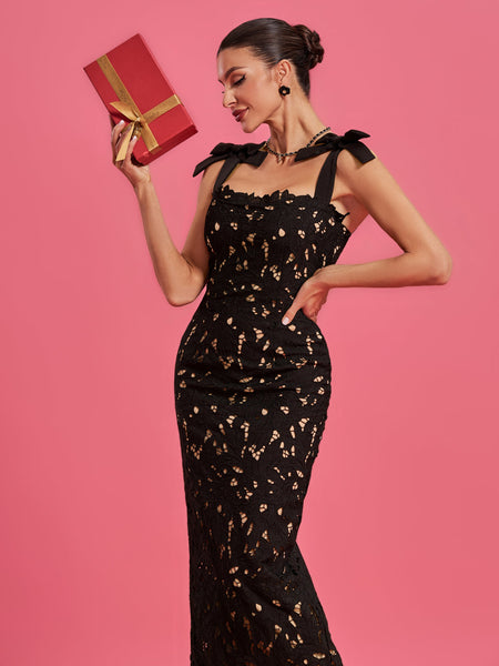 Sexy Lace Dress with Cutout and Elegant Straps