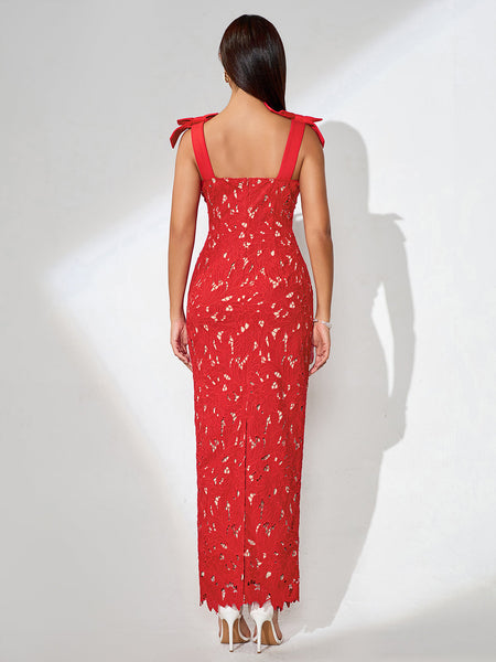 Embroidered floral dress with thin straps and cut-out details for an elegant look