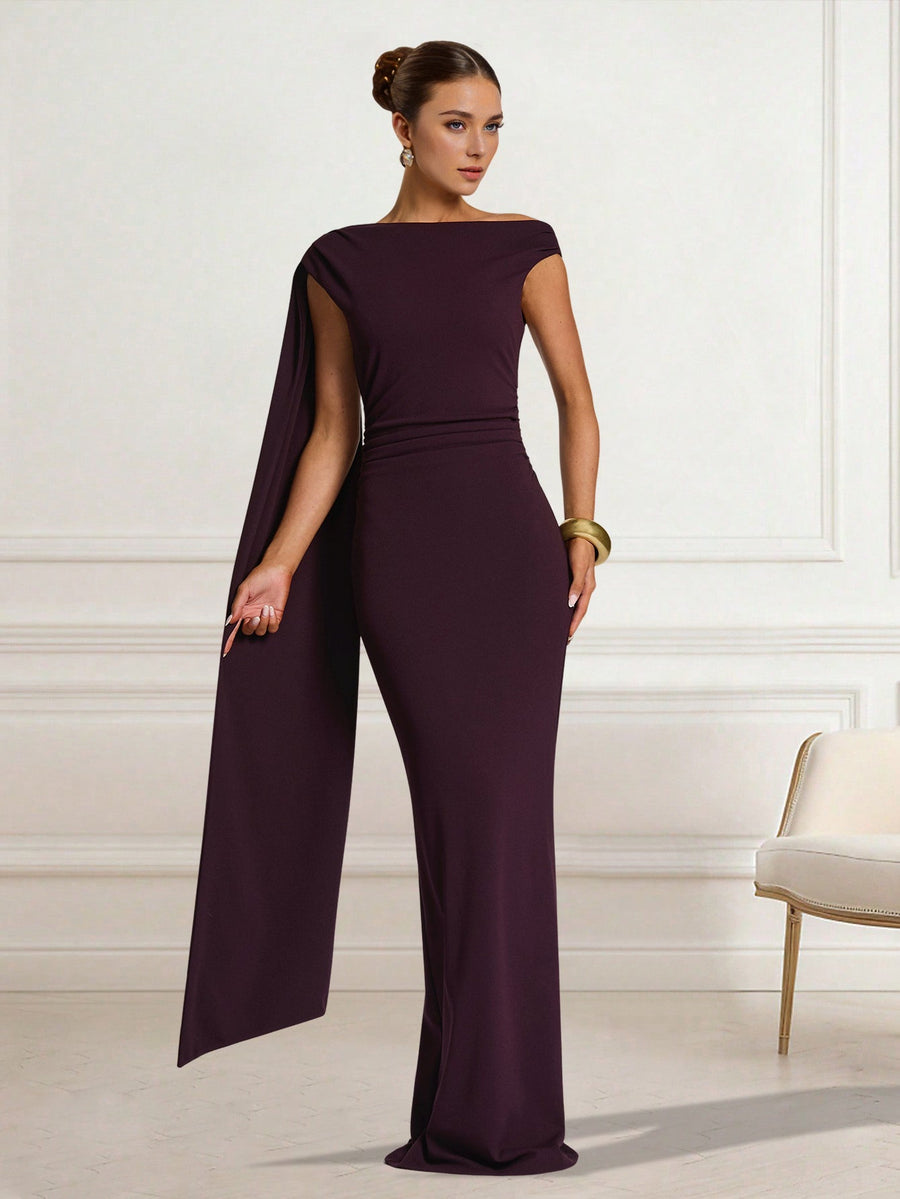 Brigitte Moreau — Open-Back Ribbon Maxi Bodycon Dress