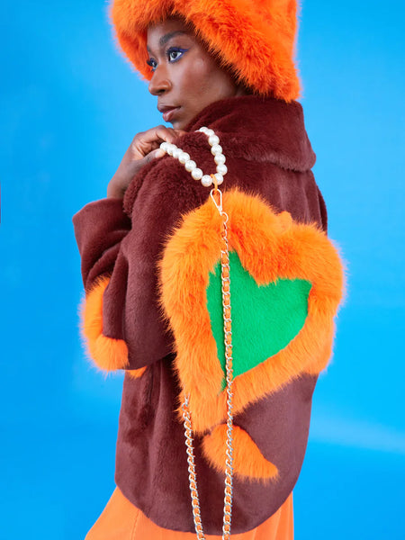 Orange Eco Bamboo Faux Fur Bucket Hat