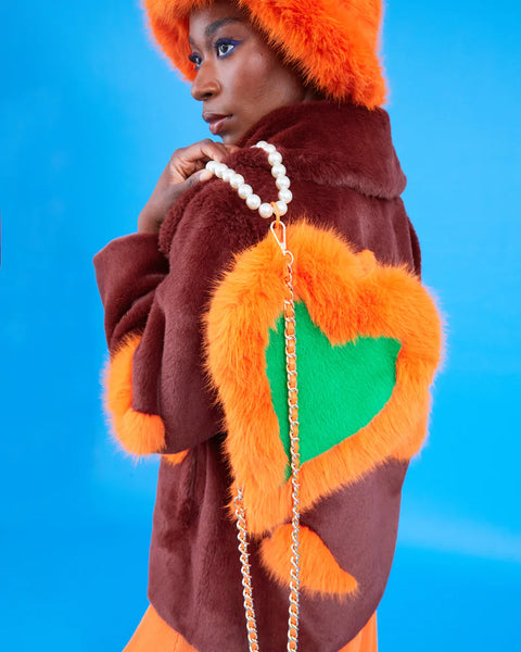 Orange Eco Bamboo Faux Fur Bucket Hat