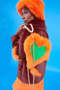 Rain Versailles — Orange Eco Bamboo Faux Fur Bucket Hat Orange Coat or Jacket