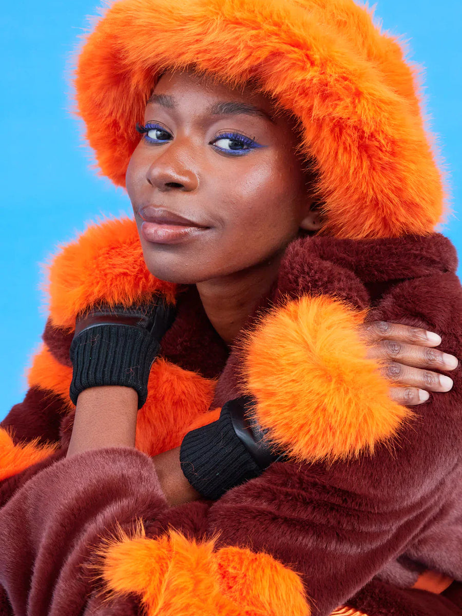 Orange Eco Bamboo Faux Fur Bucket Hat