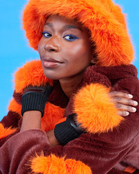 Orange Eco Bamboo Faux Fur Bucket Hat