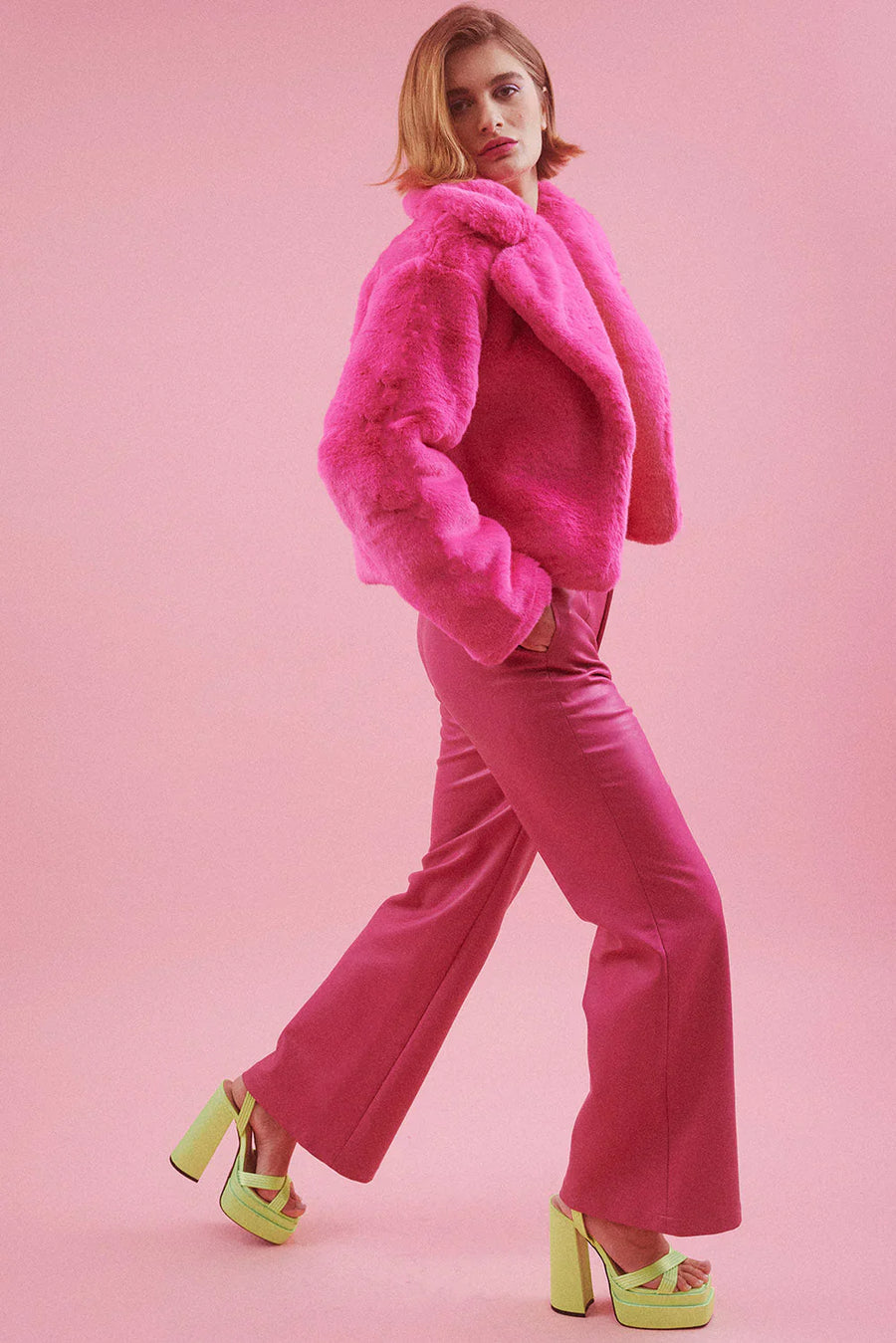 Apolline Beaumont — Pink Faux Fur Jacket, alternate view 2