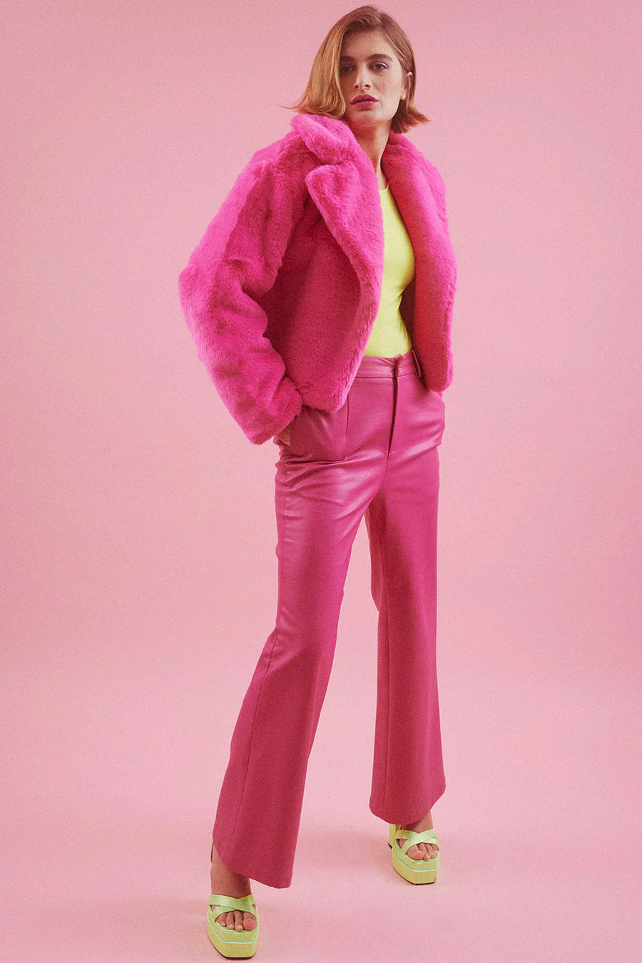 Apolline Beaumont — Pink Faux Fur Jacket