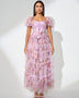 Fantasy Floral Dress with Puffy Sleeves