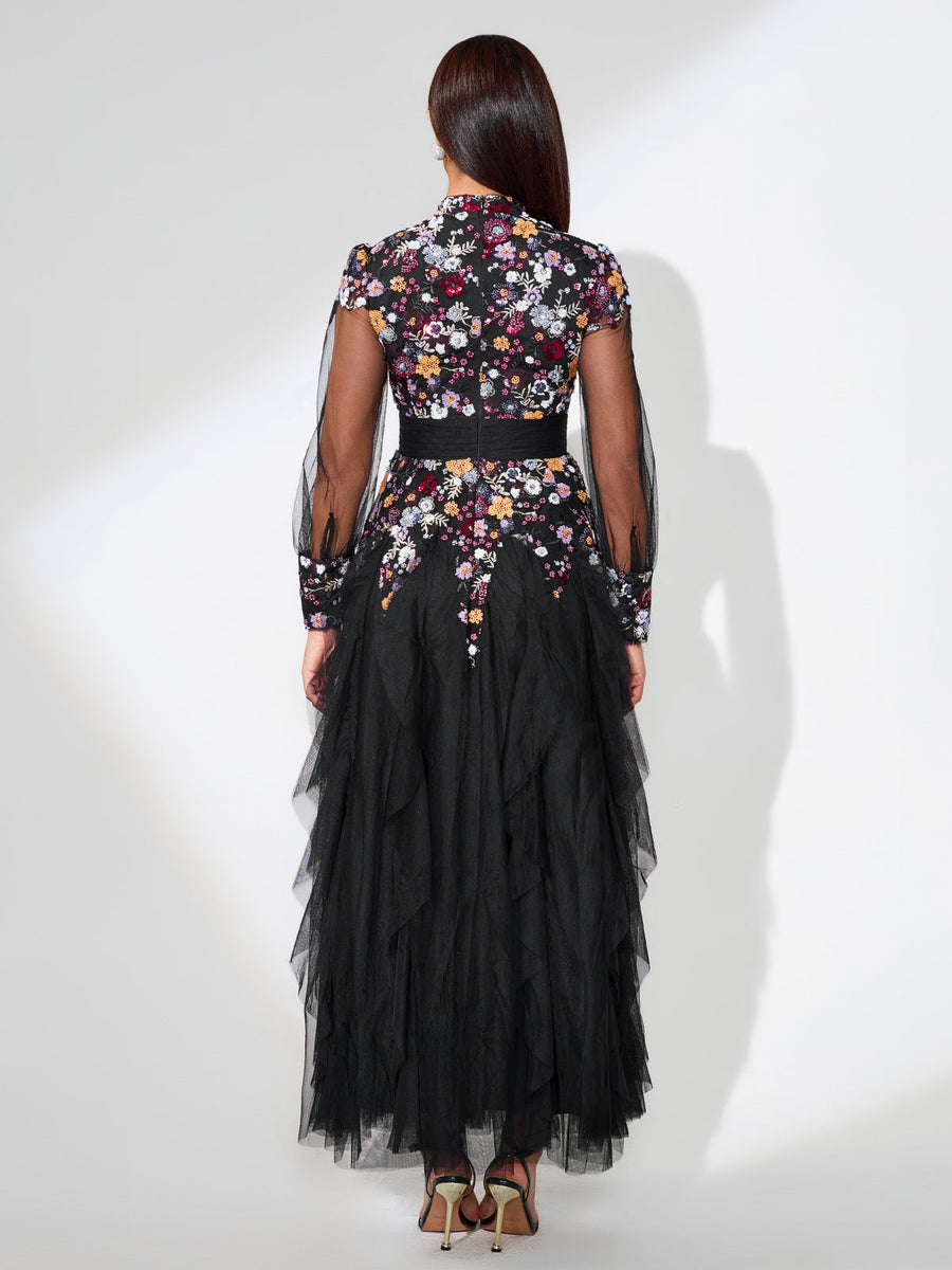 Elegant Ethnic Style Floral Maxi Dress