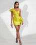 Mini fitted dress with ruffle volant