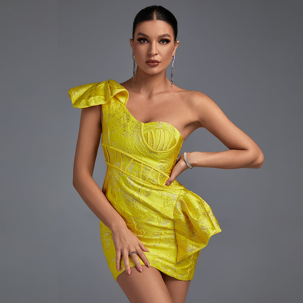 Rafaela Delacroix — Mini Sleeveless Off-Shoulder Bodycon Dress with Ruffles, alternate view 2