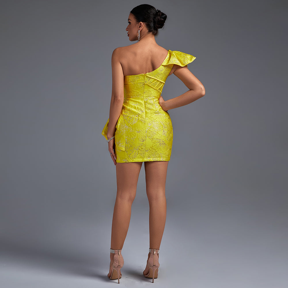 Rafaela Delacroix — Mini Sleeveless Off-Shoulder Bodycon Dress with Ruffles, alternate view 4