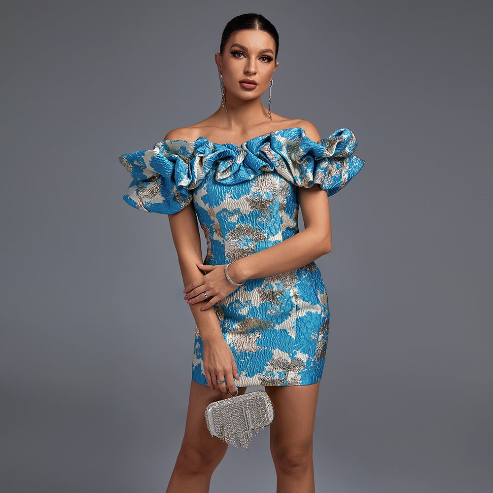 Liliana Delacroix — Mini Bodycon Pleated Off-Shoulder Dress, alternate view 6
