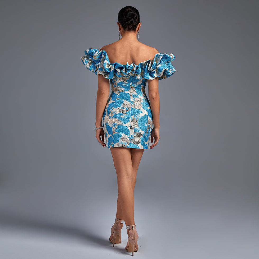 Liliana Delacroix — Mini Bodycon Pleated Off-Shoulder Dress, alternate view 5