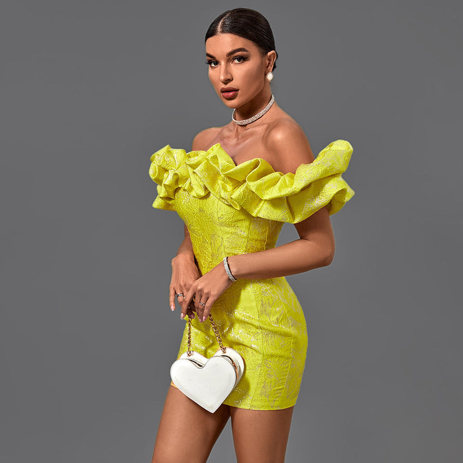Liliana Delacroix — Mini Bodycon Pleated Off-Shoulder Dress, alternate view 2