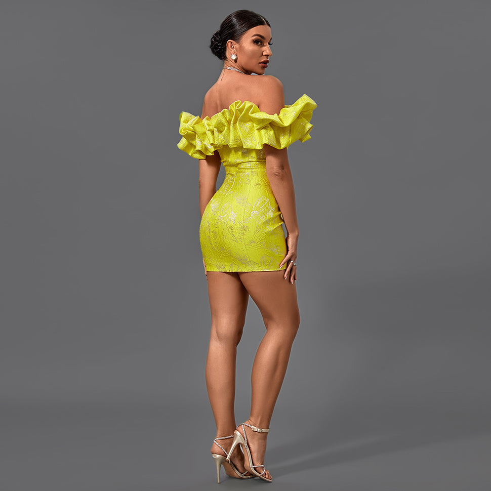 Liliana Delacroix — Mini Bodycon Pleated Off-Shoulder Dress, alternate view 4