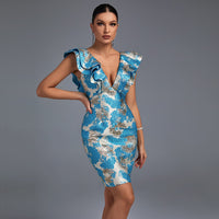 True Duvall — I Love dress with V neckline sleeveless and pleated skirt