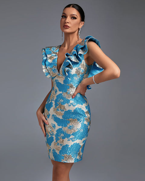 I Love dress with V neckline sleeveless and pleated skirt