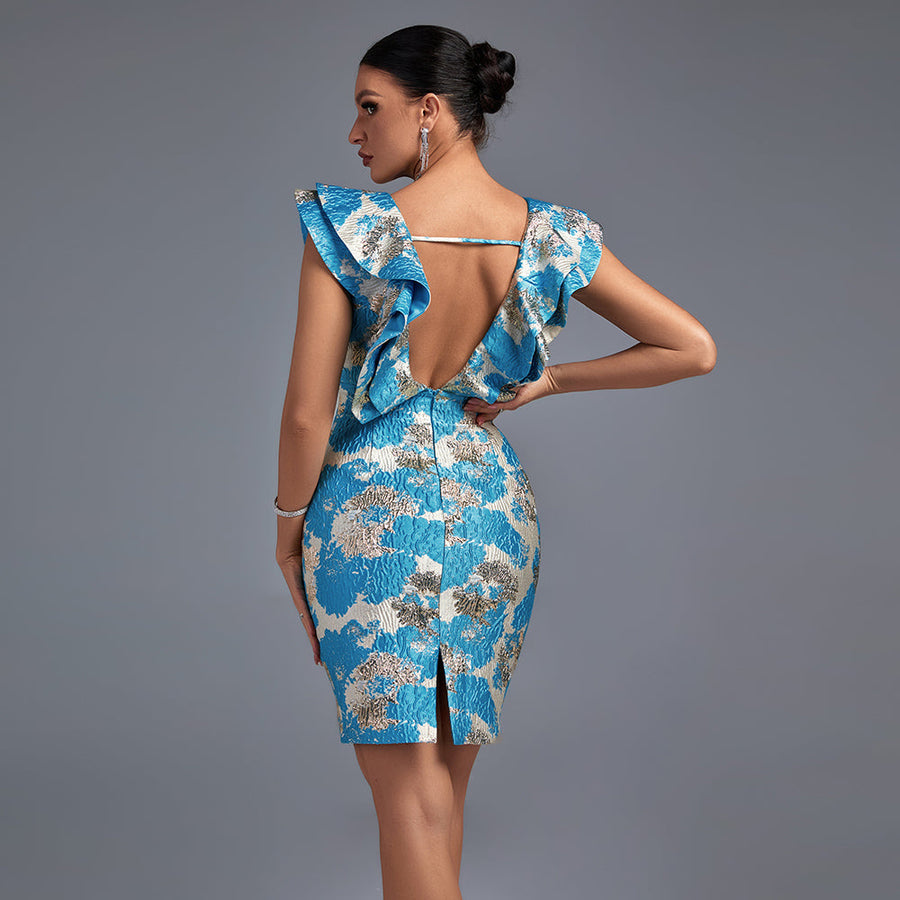 I Love dress with V neckline sleeveless and pleated skirt