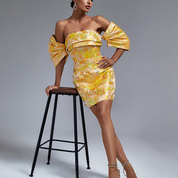 Mini Floral Dress Off-Shoulder Elegant and Trendy
