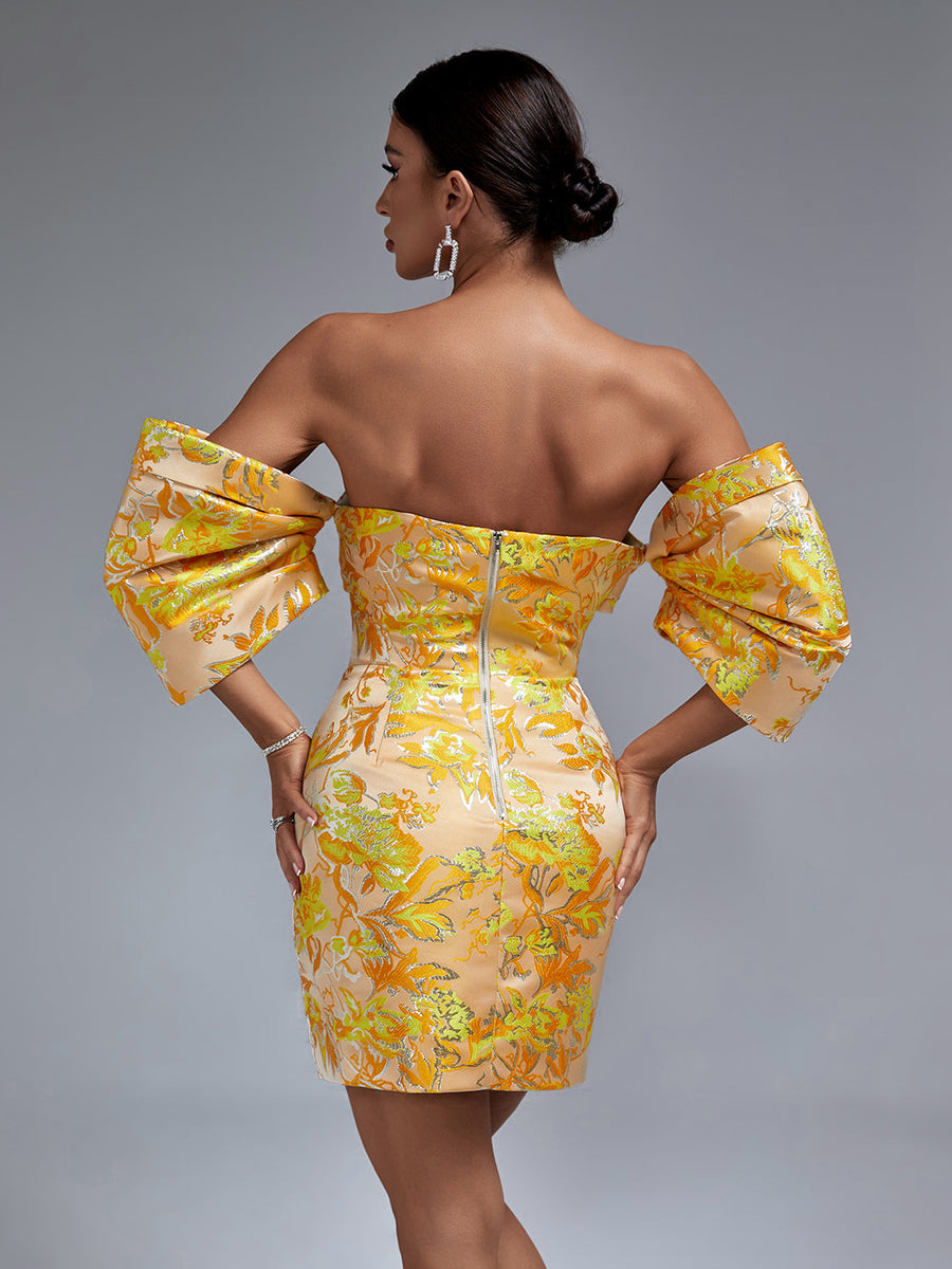 Mini Floral Dress Off-Shoulder Elegant and Trendy