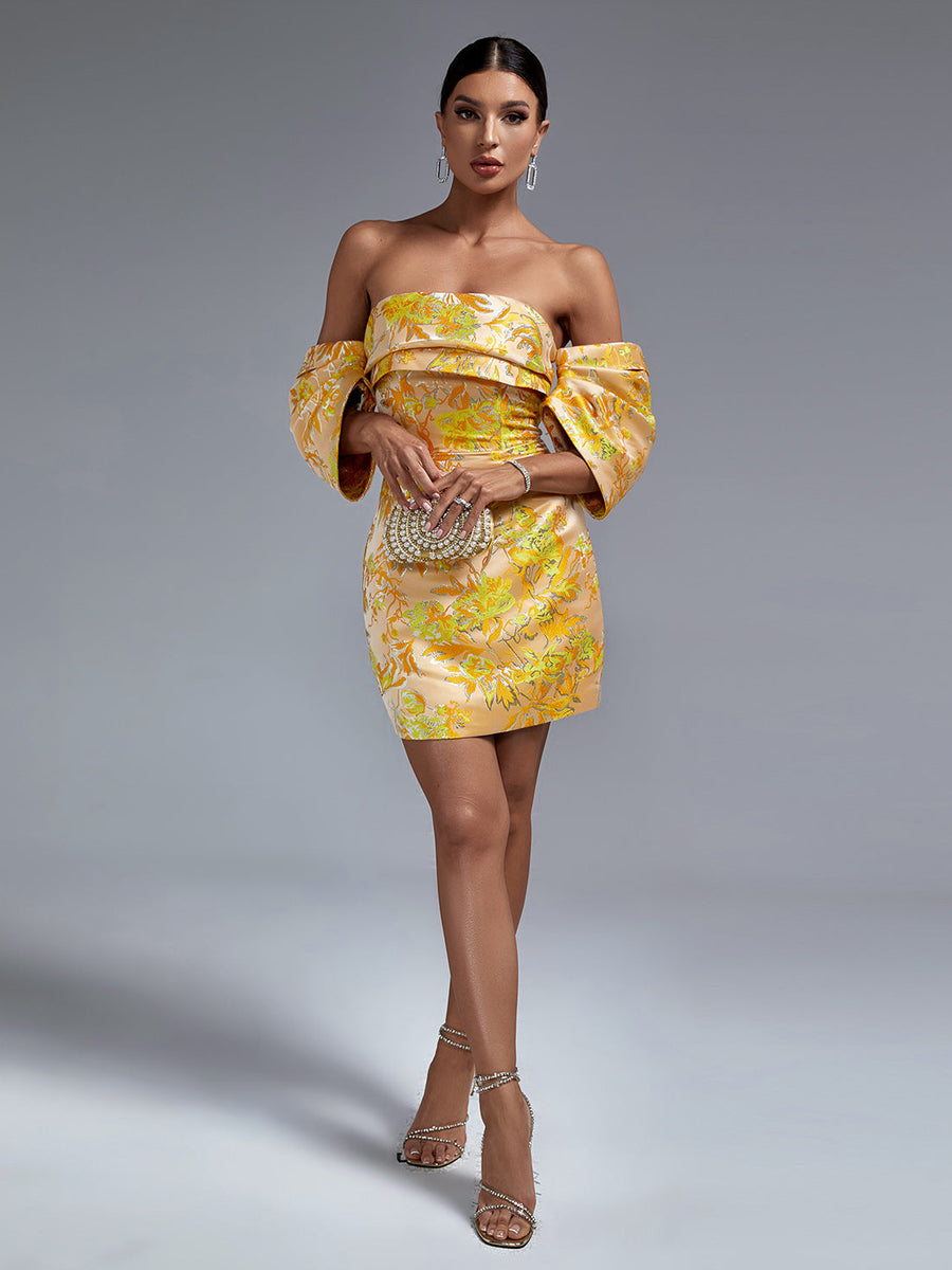 Mini Floral Dress Off-Shoulder Elegant and Trendy