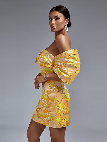 Mini Floral Dress Off-Shoulder Elegant and Trendy