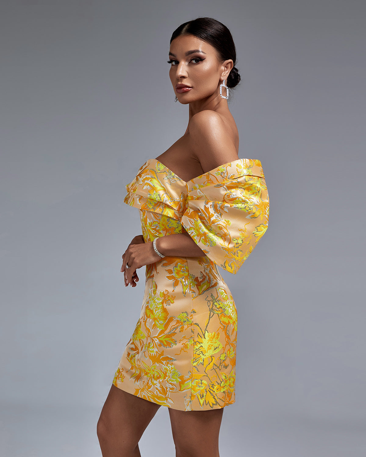 Darcy Marceau — Mini Floral Dress Off-Shoulder Elegant and Trendy, alternate view 4