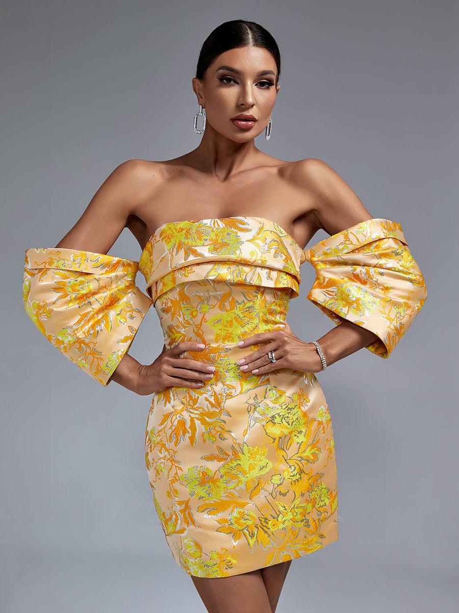 Mini Floral Dress Off-Shoulder Elegant and Trendy