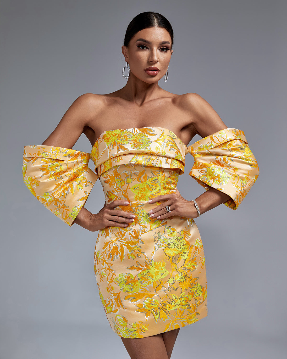 Darcy Marceau — Mini Floral Dress Off-Shoulder Elegant and Trendy, alternate view 3