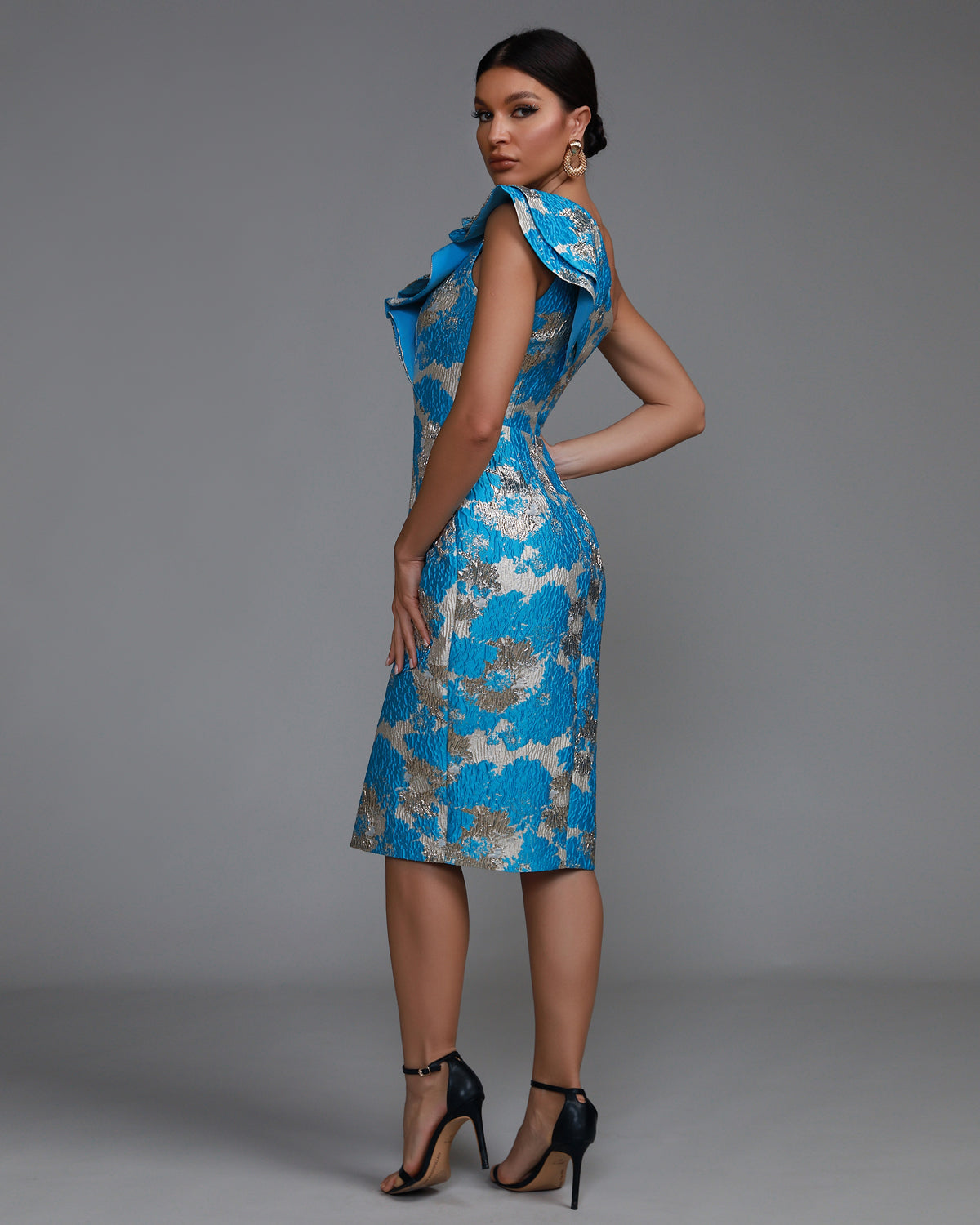 Aster Marceau — Mid-length Dress with Ruffles and Off-the-Shoulder Design, alternate view 2