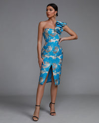 Aster Marceau — Mid-length Dress with Ruffles and Off-the-Shoulder Design, alternate view 5