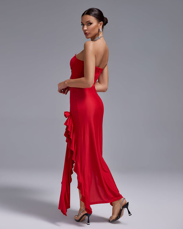 Open Back Lace Bustier Maxi Dress