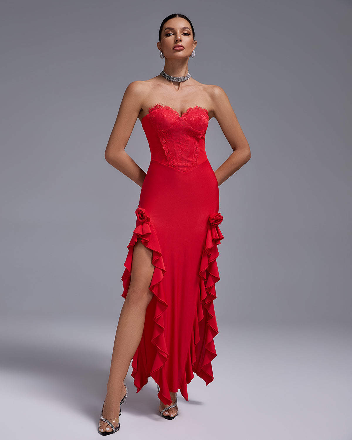 Zephyr Lefèvre — Open Back Lace Bustier Maxi Dress