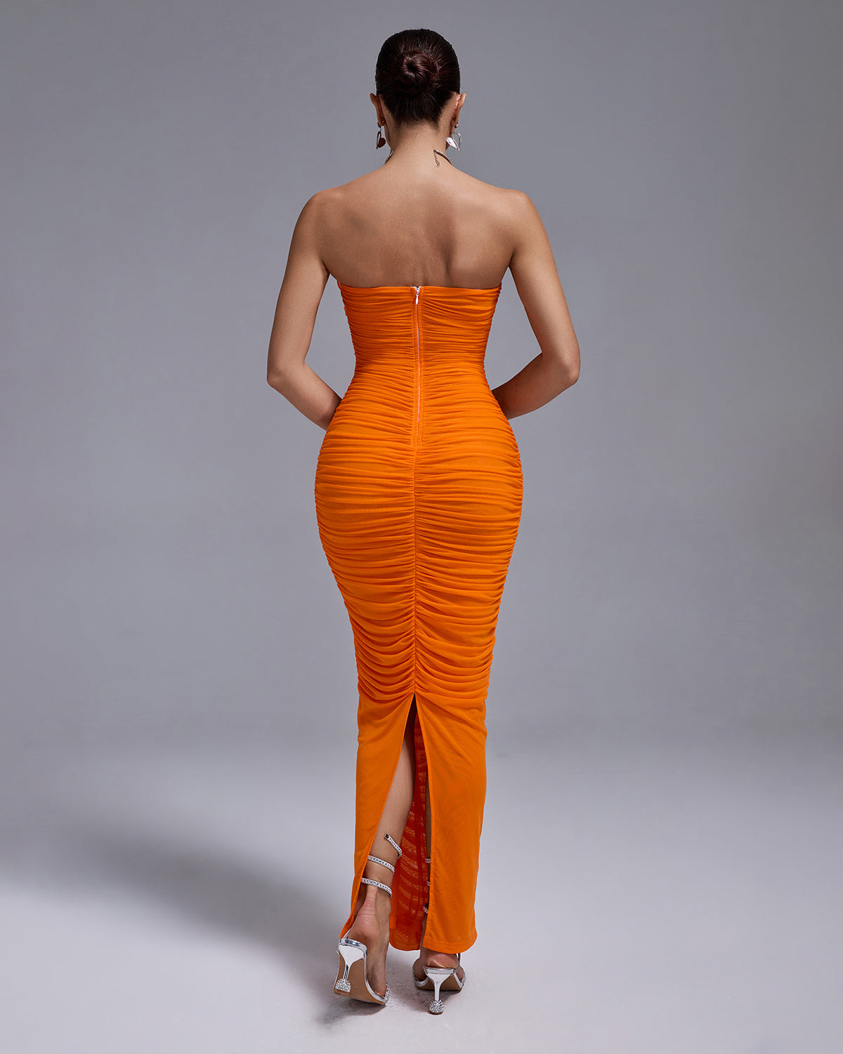 Rafaela — Open Back Ruched Flower Bodycon Dress, alternate view 4