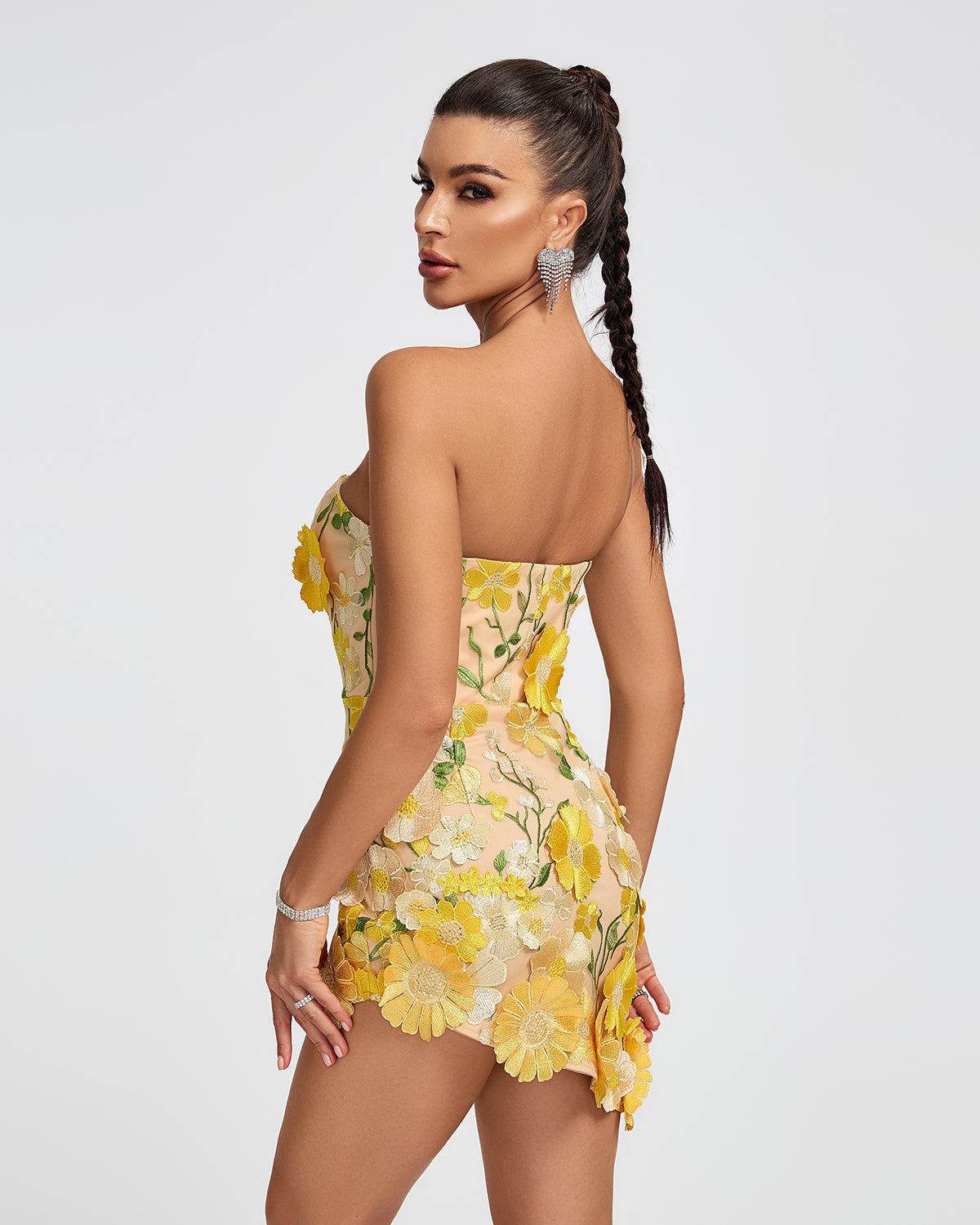 Fable Lefèvre — Strapless 3D Floral Mini Dress, alternate view 4