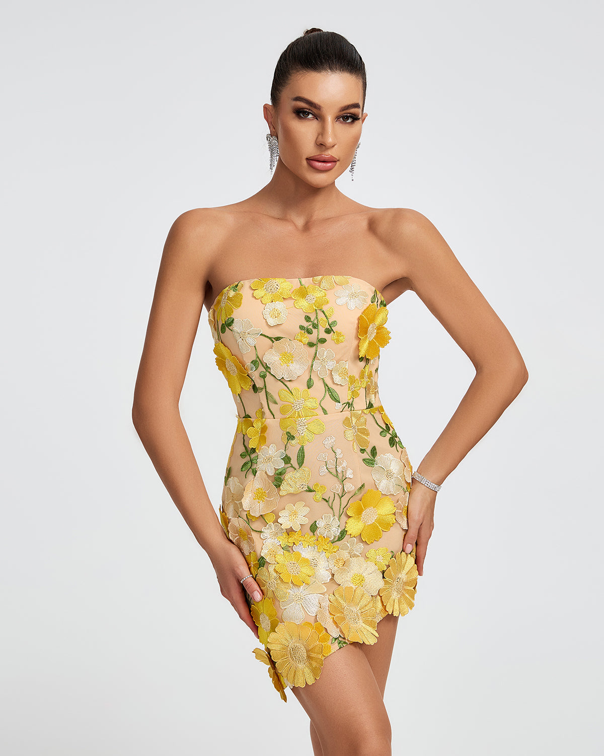 Fable Lefèvre — Strapless 3D Floral Mini Dress, alternate view 5
