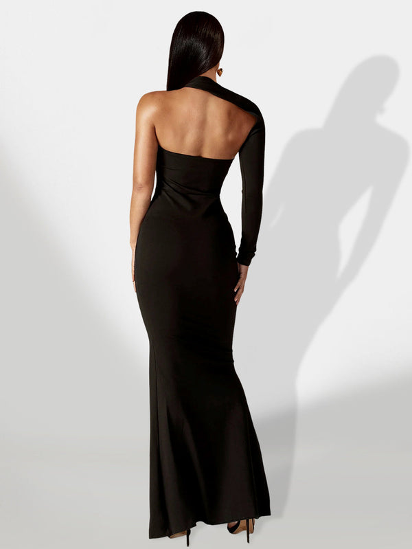 Elegant Asymmetrical Collar Maxi Dress Sleeveless