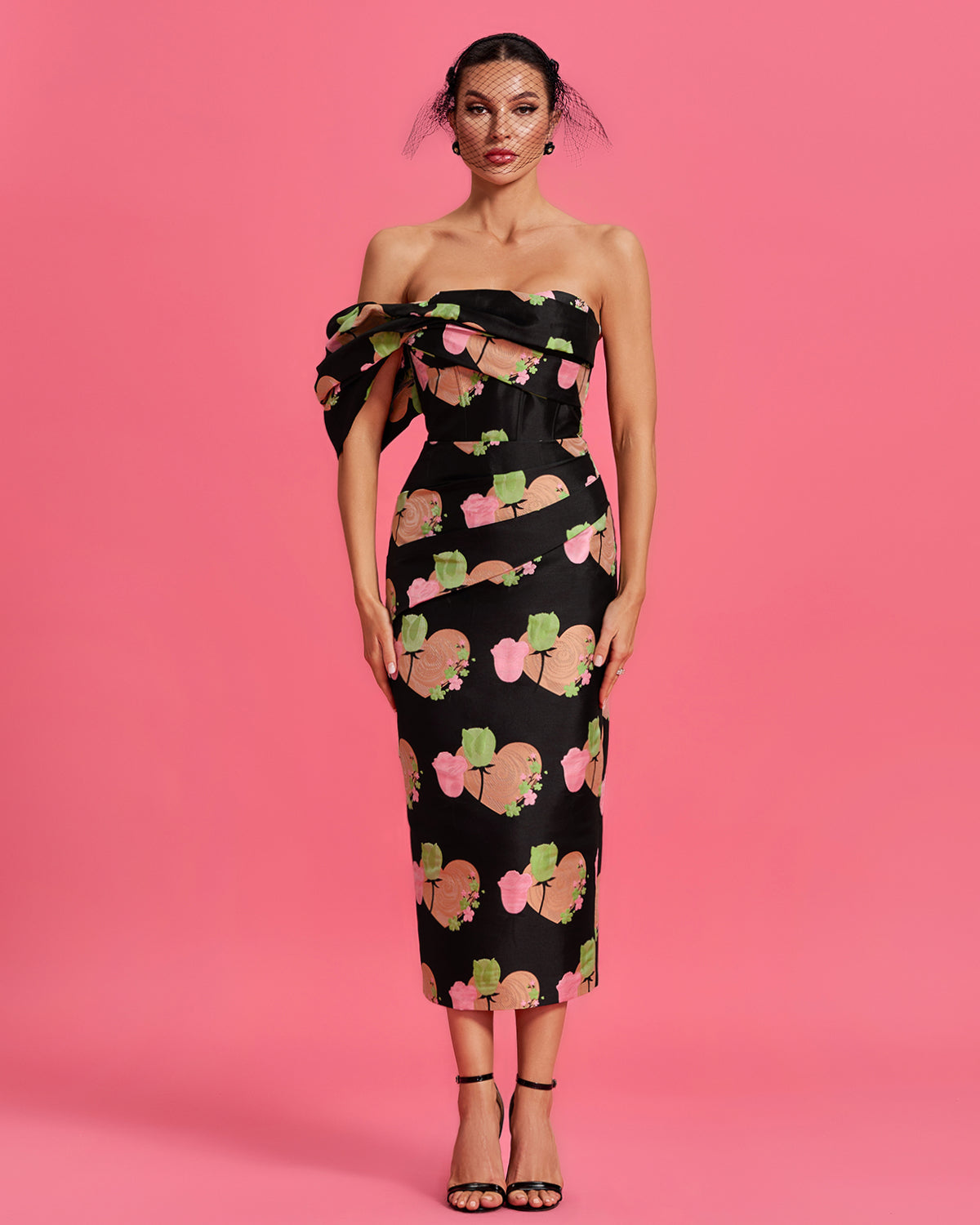 Lake — Valentine Floral Jacquard Backless Dress
