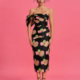 Valentine Floral Jacquard Backless Dress - Opulent Empire