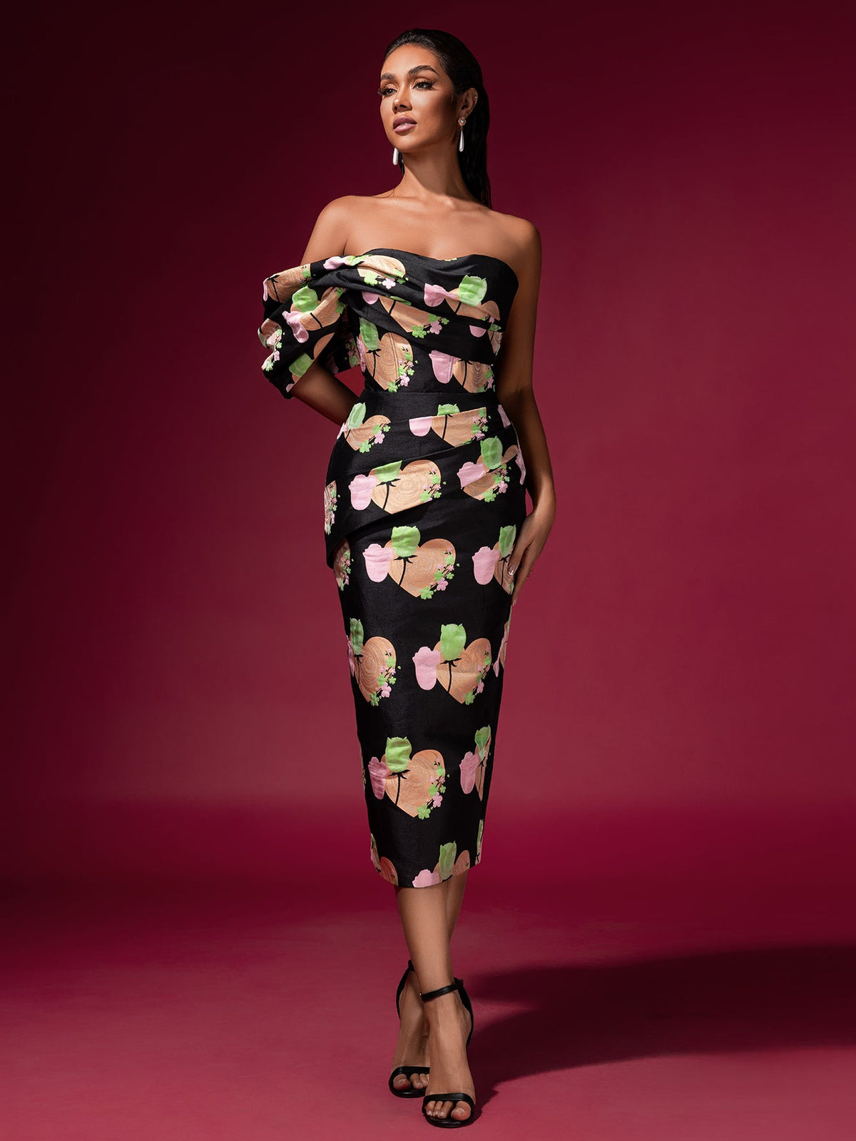 Ivory Montclair — Floral Jacquard Backless Midi Dress
