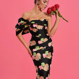Valentine Floral Jacquard Backless Dress - Opulent Empire
